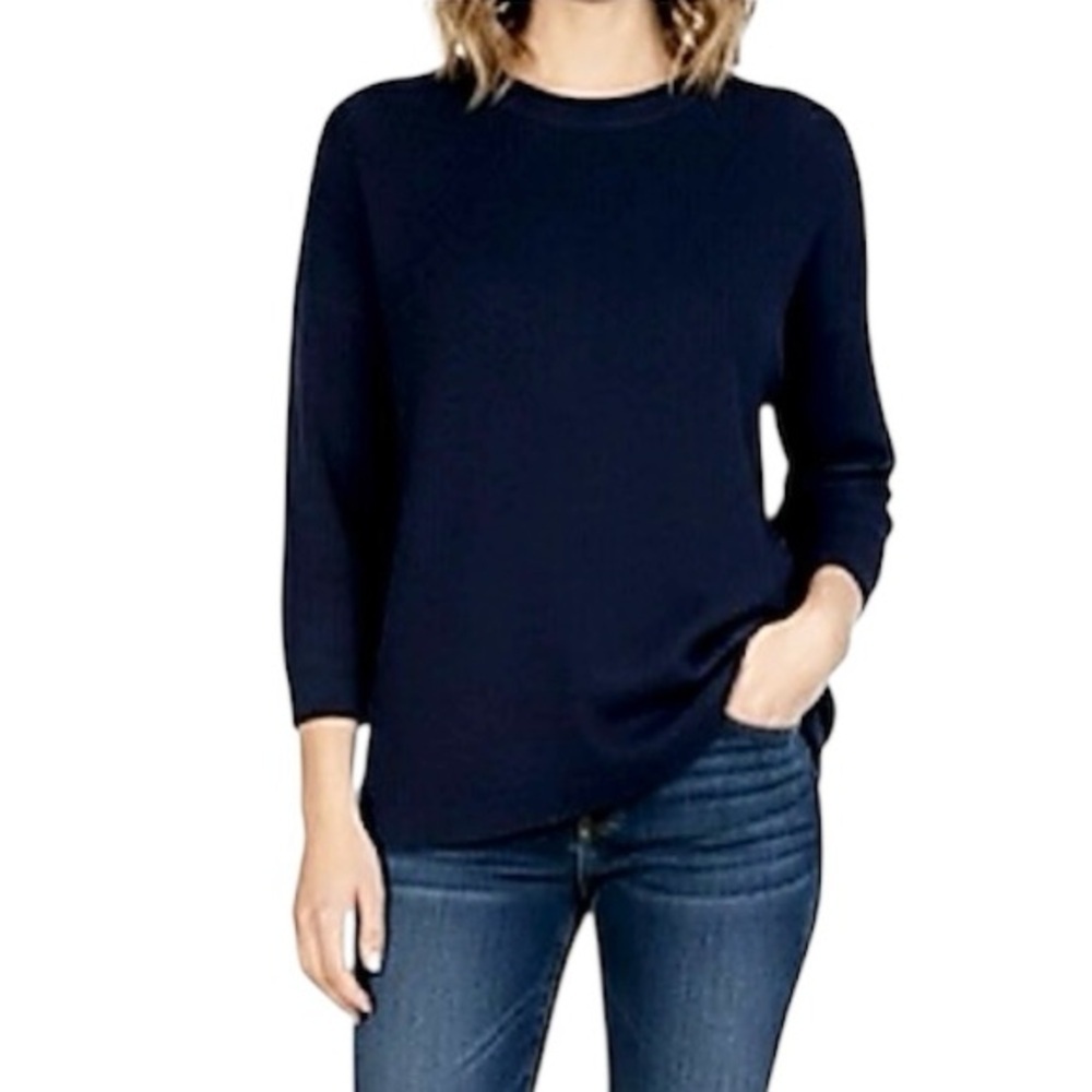 St. John basics tunic knit sweater long sleeve small navy blue